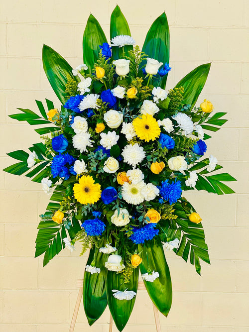 Admiral Standing Spray dignified sympathy flower tribute from Fantasy Flowers and Balloons